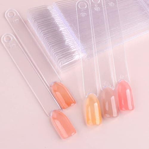 150Pcs Clear Swatch Sticks With Ring - Oval Square Stiletto Tips for Display Samples, Gel Polish Palette Color Chart, Manicure Practicing Tools, Nail Salon Supplies (Square) thumbnail 5