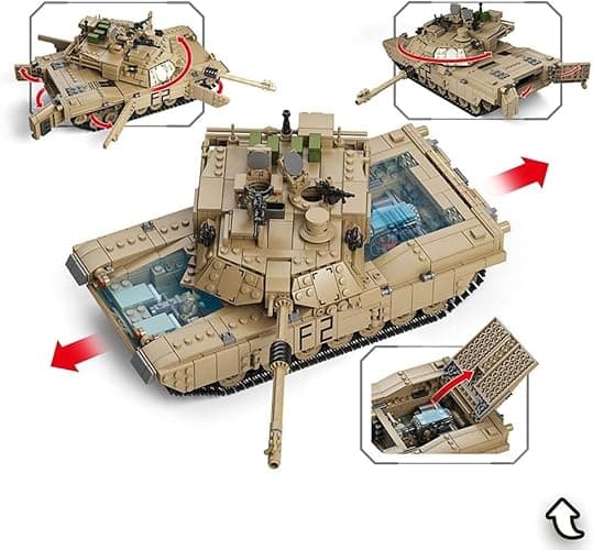 Feleph M1A2 Tank Set Military Model Kit 1:28 Scale WW2 Army Custom Vehicles Set, 2-in-1 Tank Hummer Building Bricks Toys for Model Lovers (1463 Pieces) thumbnail 5