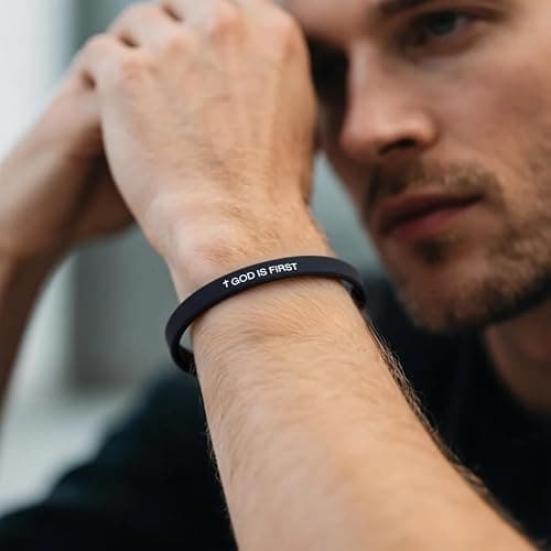Mikovivi 2pcs God Is First Bracelet, Silicone Bible Verse Bracelets Inspirational Put God First Wristbands Christian Wristbands for Women Men Encouragement Religious Faith Gift thumbnail 6