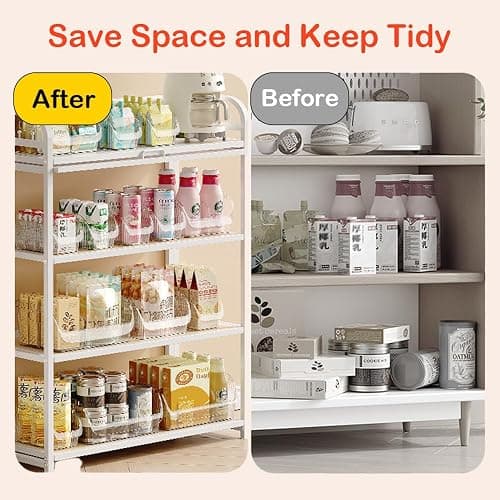 Wenscis Large Snack Organizer for Countertop, 13.7"×9.3"×6" Clear Plastic Snack Storage Bin for Kitchen Pantry, 6 Compartment Snack Bar with Dividers for Cabinet, Chip Packet Holder for Office thumbnail 6