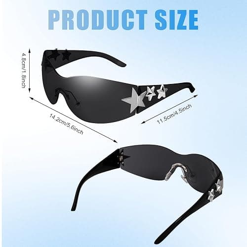 Ovveroche 3 Pairs Y2K Sunglasses for Women Men Trendy Shield Wrap Around Sun Glasses Oversized Fashion Frameless Glasses thumbnail 5