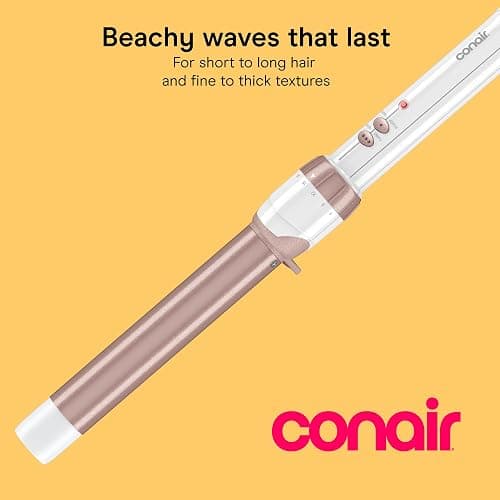 Conair Double Ceramic 1-In. Clamp-Free Curling Wand | Clamp-free double 1-in. ceramic wand styles crease-free beachy waves on short to long hair, White/Rose Gold, CD705L13 thumbnail 2