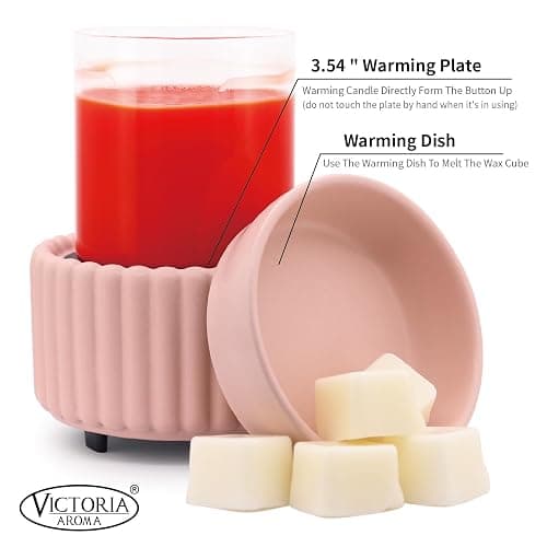 VICTORIA AROMA Ceramic Wax Melter 3-in-1 Candle Warmer for Scented Wax - Electric Fragrance Burner for Home, Office, Bedroom - Gift & Décor（Pink） thumbnail 3
