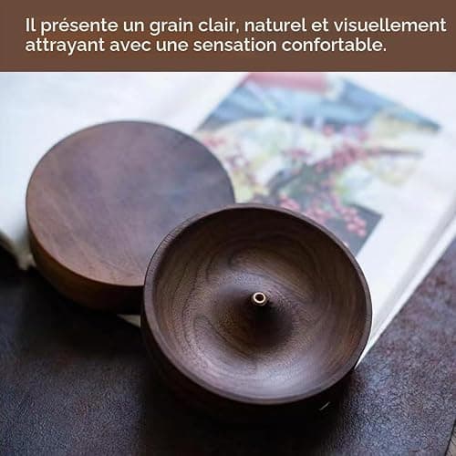 JHEELITE Porte Encens Baton en Bois, Support Brûleur Zen avec Cendres | Bois Massif Naturel, Design Rond Élégant, Pour Amateur Yoga Méditation, Salon Bureau et Cérémonie du Thé thumbnail 6