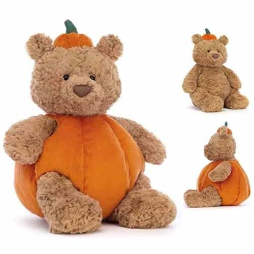 RDCIRP Pumpkin Bear Plush, Stuffed Animal Plushie Squishy Bear Toy Huggable Doll Costume Cute Toy for Boys Girls Halloween Party - Image 1