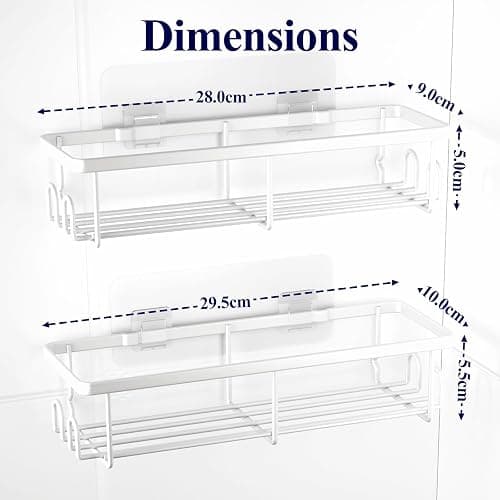 Kitsure 2 Pack Rustproof Shower Caddy - Minimalist Style Bathroom Shelves, Wall-Mounted Shower Shelf, Large Capacity&Durable Bathroom Accessory, Large, White thumbnail 2