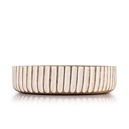 Kimona Fruit Bowls Wood Fruit Bowl or Decorative Bowl for Table Décor for Kitchen Counter or Farmhouse Christmas Centerpiece (10" X 10" X 2.5") thumbnail 4