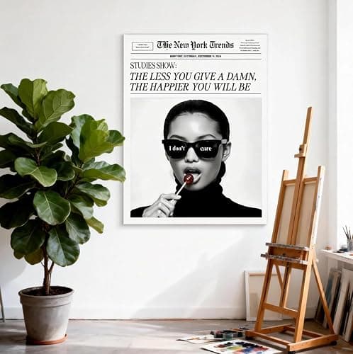 Jatinoo Aesthetic Posters for Bedroom Decor - 11.5x15 Inch Framed Canvas Wall Art with 'The Less You Give a Damn' Quote | Black and White Print for Mental Wellness, Trendy Room Aesthetic and Modern Home thumbnail 7