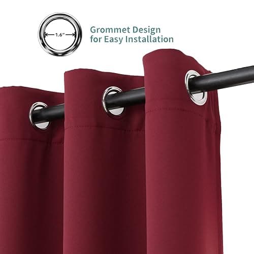 Pickluc Burgundy Blackout Curtains with Grommet 84 Inches Long 2 Panels, Light Blocking Window Drapes for Living Room, Thermal Insulated, Noise Reduction, Privacy Protection, 52" Wide x 84" Length thumbnail 3