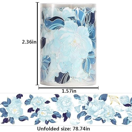 Ddayup Laser Flower Washi Tape - Blue Flower Stickers for Journaling & Planner thumbnail 2