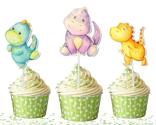 10 Pcs Dino Cupcake Toppers - Adorable Prehistoric Decor for Baby Shower or Birthday Party, Fun Dinosaur Cake Accents - Image 1