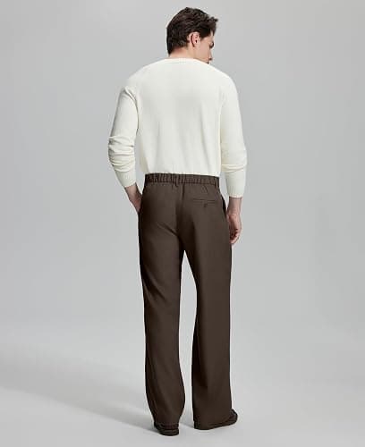 Susclude Mens Casual Dress Pants Old Money Pleated Baggy Wide Leg Vintage Relaxed Fit Slacks Work Office Trousers thumbnail 3