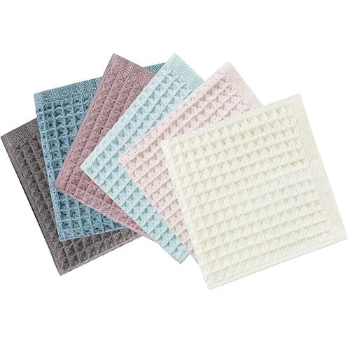 vfaejll 100% Cotton Kitchen Towels Set,Waffle Weave Kitchen Dish Cloth,Super Absorbent Kitchen Dish Towels for Drying Dishes 13x13 Inches Dish Rags for Washing Dishes 6 Pack Mixed Color,Hand Towels - 6Pack thumbnail 2