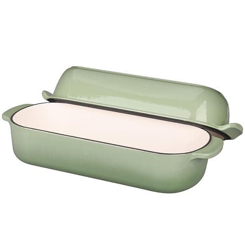 EDGING CASTING Enameled Cast Iron Loaf Pan with Lid, Bread pan, Dutch Oven Bread pan for Homemade Sourdough Bread Baking, 12.5x5.5 inch, 5qt, Pistachio Green thumbnail 4