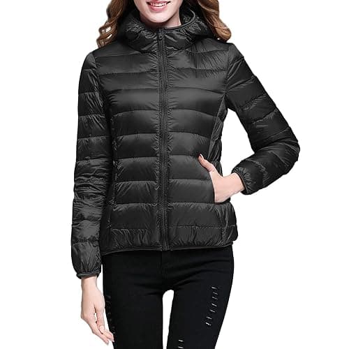 Aniywn Packable Puffer Jacket Women with Hood Lightweight Full Zip Puffer Jacket Quilted Winter Coat Warm Cropped Outwear thumbnail 2