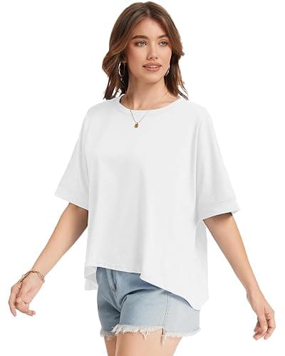 rosemia Oversized Tshirts for Women Summer Graphic Half Sleeve Crop Tops Casual Blouses 2026 thumbnail 5