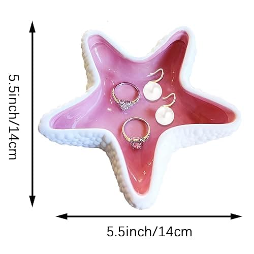 ZGRTZH Ceramic Starfish Jewelry Dish Tray Pink Shell Jewelry Holder Ring Holder Trinket Dish Ocean Coastal Decor Jewelry Plate Decorative Tray Key Bowl for Jewelry Christmas Home Room Beach Decor thumbnail 4