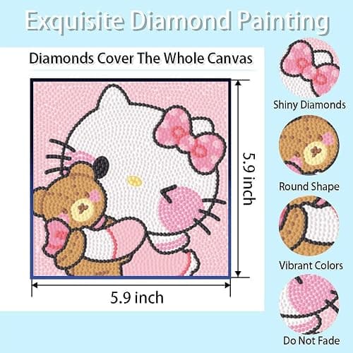 PERFECTSIGHT Cute 5D Diamond Art Kits, Kawaii DIY Painting Art for Adults Teen, 4 Pack Diamond Arts and Crafts Sets, Big Gem Full Drill Diamond Dots for Women (SLO) thumbnail 2