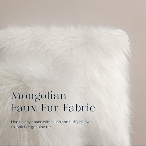 Phantoscope Pack of 2 Faux Fur Solid Throw Decorative Pillow Cover Cushion Covers Luxury Soft Halloween Decorative Pillowcase Fuzzy Pillow Covers for Bed/Couch, Cream White 18 x 18 Inches thumbnail 4