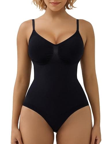 SHAPERX Women's Shapewear Tummy Control Body Shaper Seamless Snatched Waist Bodysuits Thong Tank Top - XX-Small-X-Small - Black Brief - Image 1