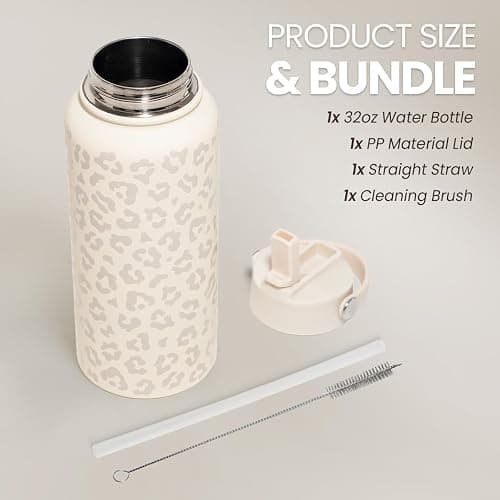 Leopard Water Bottle 32oz Stainless Steel Vacuum Insulated with Lid, Leopard Print Water Bottles for Gym Sports Travel Outdoor, Gifts for Women Girls Ladies Birthday Christmas thumbnail 5
