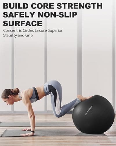 Trideer Exercise Ball for Yoga, Pilates & Fitness – Stability Ball Equipment for Home Gym & Office Chair, Core & Balance Training Accessories, Physical Therapy Equipment, Quick Pump Included, 5 Sizes thumbnail 4