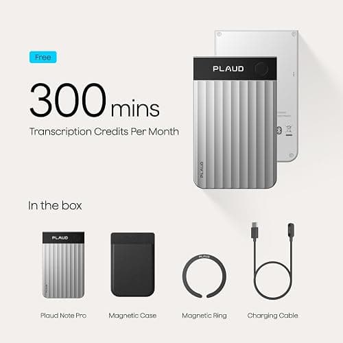 Plaud Note Pro AI Voice Recorder, Transcribe & Summarize with AI, App Control, Note Taker for Meetings & Calls, Supports 112 Languages, Ultra-Slim w/InstantView Display, Case Included, Silver thumbnail 9