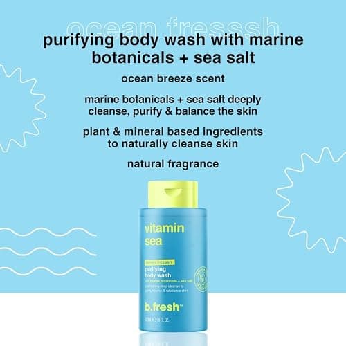b.fresh Ocean Fresh Body Wash | Vitamin Sea - Nourishing Body Cleanser w/Sea Salt, Cruelty Free, Paraben Free, 16 Fl Oz thumbnail 3