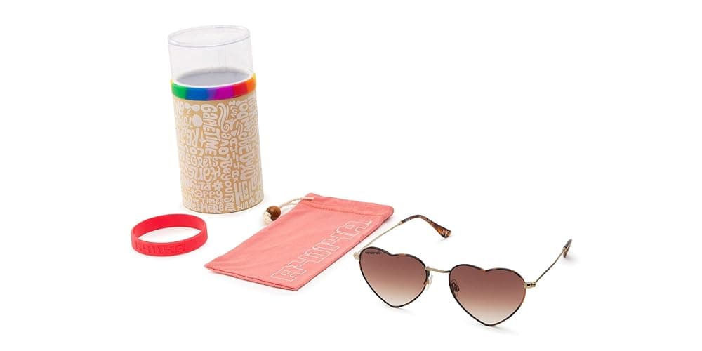 Foster Grant Sun Luv Only Love Here Heart Sunglasses, Gold, 54mm thumbnail 6