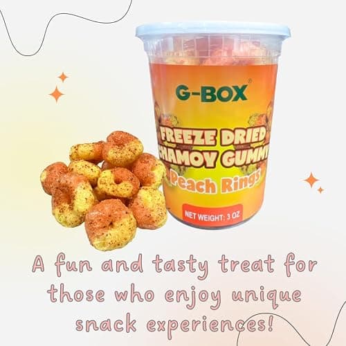 G-BOX Freeze Dried Peach Rings, TikTok Trend Items, Freeze Dried Candy, Spicy Mexican Candy Delightful Crunchy Fruity Flavorful Burst, Air-tight Sealed in a Container (Chamoy Candy) thumbnail 2