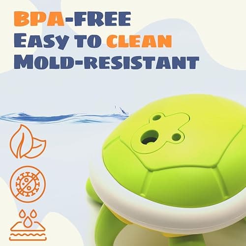 Sizobi Baby Bath Toys, Rechargeable Turtle Bath Toy Sprinkler for Kids Toddler with 5 Rings, Bathtub Fountain Spray Toy for Baby, Pool Water Table Bath Toys for Kids Ages 1-3 4 5 6 Year Old Boys Gifts thumbnail 8