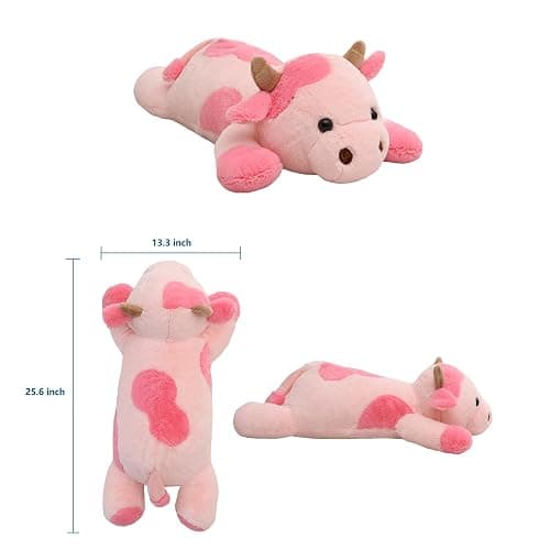 YESGIRL 25.6 inch 5 lbs Cow Weighted Stuffed Animals, Large Weighted Plush Animal, Cute Plush Toy Pillow, Soft Kawaii Plushie Gifts for Adults, Kids, Boys and Girls(Pink) thumbnail 3