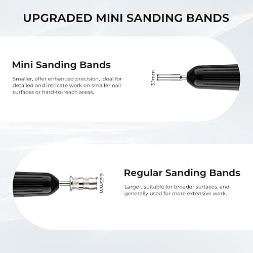 Lavinda Small Sanding Bands Nail Drill Bit, 80 Piece Extra Fine Sanding Bands for Nail Drill with 3.1mm Mandrel Bit for Acrylic Nails Gel Removing Shaping Polishing Nail Salon Use (240 Grit, Black) thumbnail 5