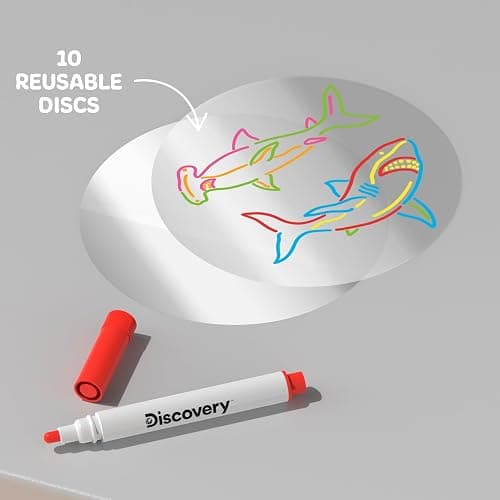 Discovery™ Doodle Projector Light Art Station – Includes 6 Dry-Erase Markers, 10 Reusable Drawing Discs, Project Drawings on Walls & Ceilings| Arts & Crafts Kit for Kids| Tracing Pad Coloring Toy Gift thumbnail 5