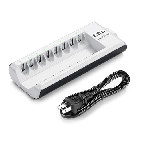 EBL AA AAA Battery Charger, 8-Bay Individual Charger for NiMH NiCD Rechargeable Batteries with AC Plug Fast Charging - Image 1