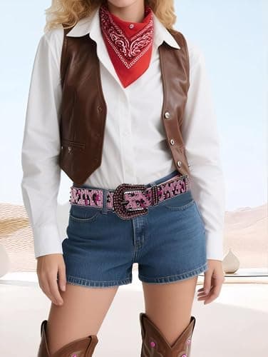 Vxrxal Rhinestone Belt Leopard Print Bling Belts For Women Luxury BB Y2K Cowgirl Belts for Jeans, Festival Gifts Belt thumbnail 2