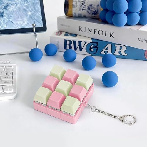 Axlksia Creamy Keyboard Fidget Toy, Fidget Clicker Keyboard Fidget Keychain, Button Fidget Gifts for Adults to Relieve Stress and Pass Time (9-in-1 E) thumbnail 2