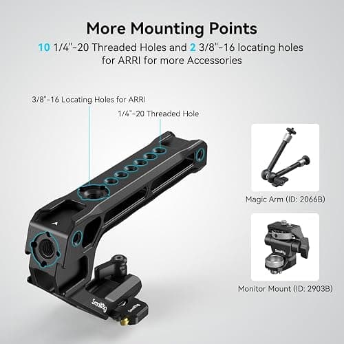 SmallRig Lightweight NATO Top Handle for DSLR Camera Cage - 4345 | Universal Top Handle for Camera Cages, Lightweight Aluminum, 5 Cold Shoe Ports for Monitors, Mics & LED Lights thumbnail 5