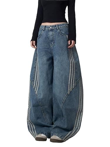 Nutriangee Men's Baggy Wide Leg Jeans for Men Women Barrel Loose Fit Streetwear Y2k Skateboard Denim Pants thumbnail 2