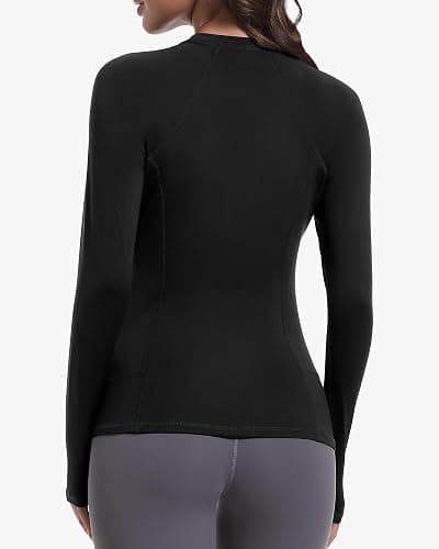 4 Pack Women's Long Sleeve Compression Shirts, Dry Fit Workout Athletic Sun Protection Cooling Tops for Yoga Running Gym thumbnail 2