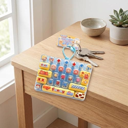 26-Key Cute Cartoon Clicky Keyboard Fidget Toy Keychain Stress Relief Keycap Clicker with Sensory Buttons Keyring Bag Pendant thumbnail 4
