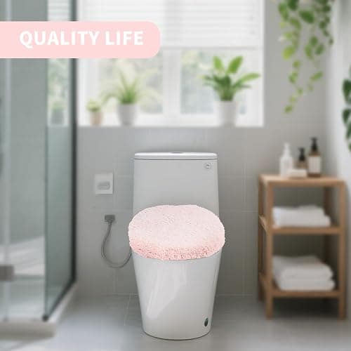 Baahrnom Luxury Soft Microfiber Toilet Lid Cover Machine Washable Solid Toilet Seat Cover 17.5" x 15" Adjustable Rubber Backing Fits Most 16-17.5" L x 14-16" W Round Oblong and Elongated Toilet Seat thumbnail 5