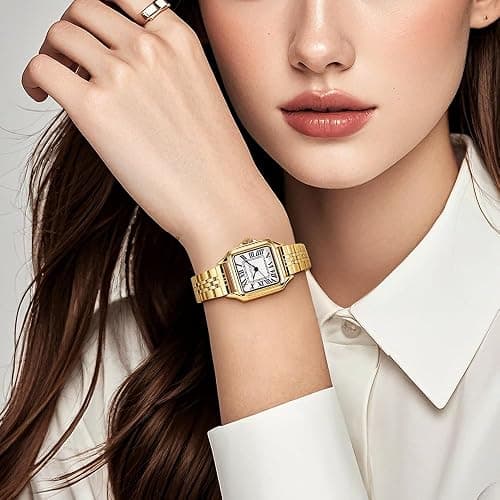Szaikyri Classic Square Watch for Women Ladies Dress Watch | Water Resistant | Solid Stainless Steel Band | Dainty Vintage Design | Long-Last Vacuum Plating | Japanese Precise Movement thumbnail 8