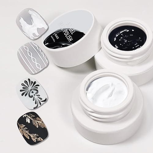 2pcs Solid 3d Gel Nail Art Sculpting Gel For Nail Art Salon Home DIY | Non Wipe 3d Nail Sculpting Gel For Nail Art, White Black 3d Nail Art Gel Multifunctional 3d Molding For Nails (White & Black) - Image 1