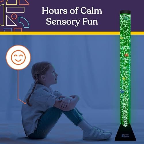 Special Supplies Aquarium Sensory Fish Bubble Light Tube with 16 LED Color Changing Nightlight Effect, Remote Control, and 8 Fishes, Colorful Floor Standing Lamp for Kids and Adults (4 feet) thumbnail 5