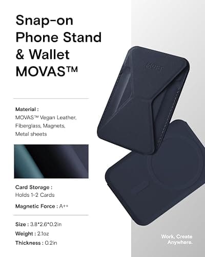 MOFT Magnetic Wallet Stand Compatible with iPhone 17/16/15/14/13/12 Series, Angle Adjustment & Magsafe Compatible MOVAS Phone Stand,Navy Blue thumbnail 6