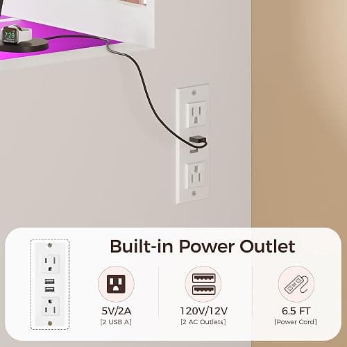 YUNSCEND Large Makeup Vanity with Mirror and Lights 3 Colors,Vanity Desk with Glass Top,11 RGB Drawers,6 Shelves,Makeup Desk with 5 Hooks,Power Outlet,Dressing Table for Girls Bedroom White UXFST004W thumbnail 7