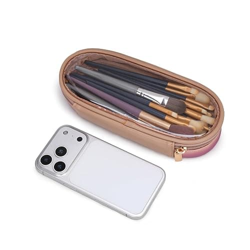 Montana West X Wrangler Travel Makeup Bag 2pcs Set Large Cosmetic Bag with Makeup Brush Holder Portable Make Up Organizer Cute Toiletry Bag with Divider and Handle for Women Gradient thumbnail 6
