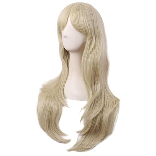 MapofBeauty 28 Inch Long Curly Hair Costume Cosplay Wig, Blonde | 70 cm Wig, Women, Side Bangs, Fashion thumbnail 3