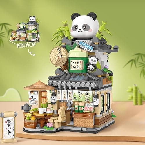 MindBox City Tea House Building Blocks Set, Openable Panda Construction Tea Shop Building Toys for Boys Girls Age 8+, 860pcs Mini Bricks thumbnail 2